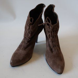Calvin Klein Brown Suede Lace-Up Ankle Booties